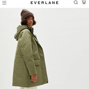 NWT Everlane Re:Down Military Parka in Dark Moss